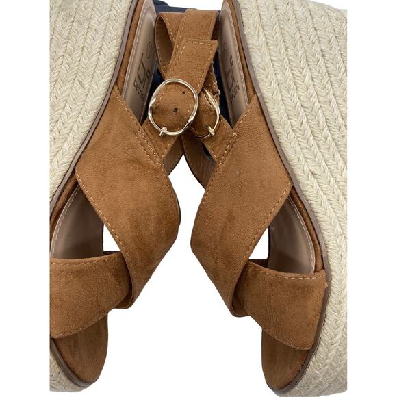 Boho Betani Sky High Platform Cottage Wedge Espadrille Leather Strap 7.5 Sandals - Picture 8 of 9